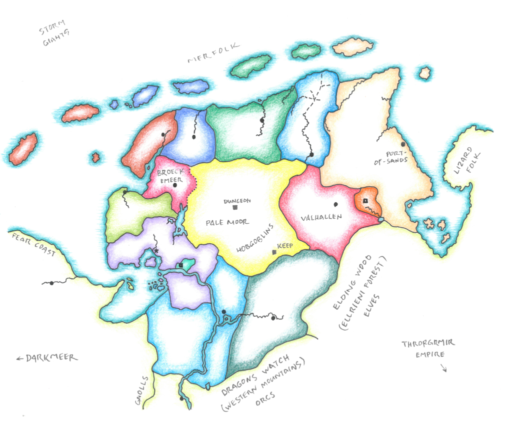Map showing locations of primary monster lairs.