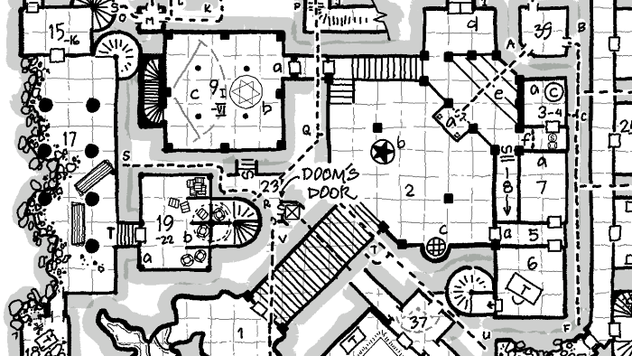 Partial map of dungeon, showing a secret portal called Doom’s Door.